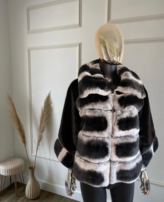 Stylish Coat with Rex Rabbit Fur